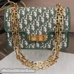 Grade Quality Dior Shoulder Bag in Green Oblique Jacquard Canvas 101511 2018 Collection