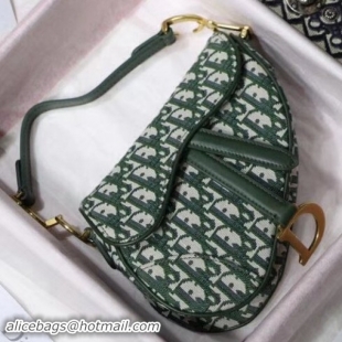 Promotional Dior Mini Saddle Bag in Oblique Jacquard Canvas Green 101525 2018 Collection