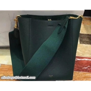 Good Looking Celine Sangle Small Bucket Bag In Soft Grained Calfskin 111802 Green