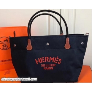 Fashion Hermes Fourre-Tout Du Vintage Cavalier Canvas Tote Bag 110501 Navy Blue 2018