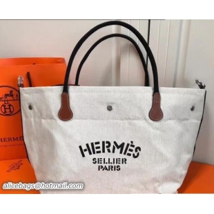 Discount Fashion Hermes Fourre-Tout Du Vintage Cavalier Canvas Tote Bag 110501 Off White 2018