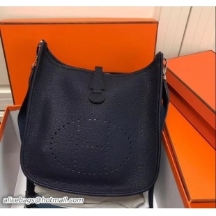 Good Product Hermes Togo Leather Evelyne III PM Bag 110502 Navy Blue 2018