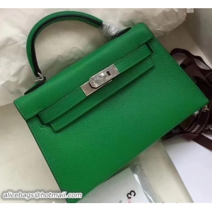 Stylish Herme Kelly 20 Mini II Bag Original Epsom Leather 110505 Green