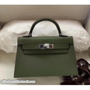 Hot Style Herme Kelly 20 Mini II Bag Original Epsom Leather 110505 Army Green