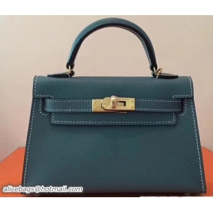 Shop Duplicate Herme Kelly 20 Mini II Bag Original Epsom Leather 110505 Emerald Green