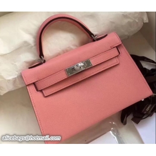 Stylish Herme Kelly 20 Mini II Bag Original Epsom Leather 110505 Pink