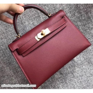 Good Quality Herme Kelly 20 Mini II Bag Original Epsom Leather 110505 Burgundy