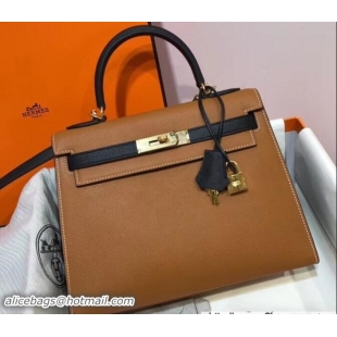 Hot Style Hermes Bicolor Kelly 28cm Bag in Epsom Leather 1102256 Brown/Black