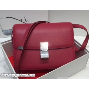 Classic Hot Celine Classic Box Flap Shoulder Bag 122502 Dark Red 2018