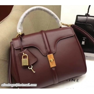 Trendy Design Celine Calfskin Small 16 Bag Burgundy 188003/188004 2019