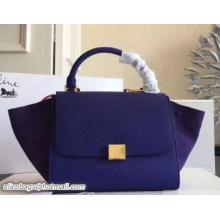 Charming Celine Tricolor Elephant Calfskin/suede Trapeze small Bag 122504 cobalt blue 2018