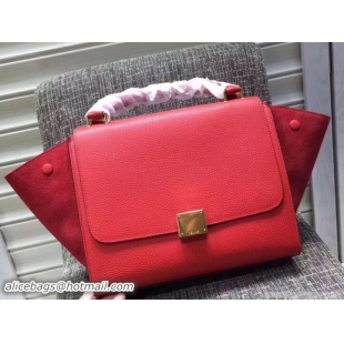 Shop Duplicate Celine grained Calfskin/suede Trapeze small Bag 122505 red