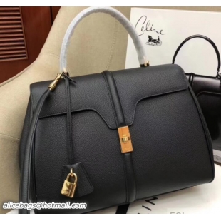 Shop Duplicate Celine Calfskin Medium 16 Bag Grained Black 187373/187374 2019