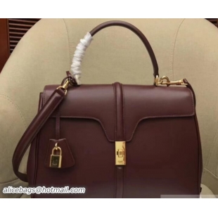 Pretty Style Celine Calfskin Small 16 Bag Grained Burgundy 188003/188004 2019