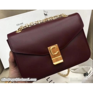 Hot Style Celine Shiny Calfskin Medium C Bag Burgundy 187253 2019