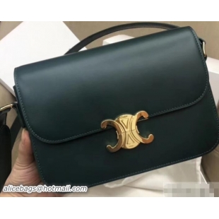 Discount Celine Shiny Calfskin Medium Triomphe Bag 187363 Dark Green 2019