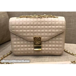 Grade Quality Celine Quilted Calfskin Medium C Bag 187253 Beige 2018