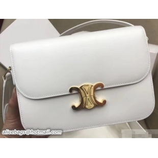 Sophisticated Celine Shiny Calfskin Medium Triomphe Bag 187363 White 2019