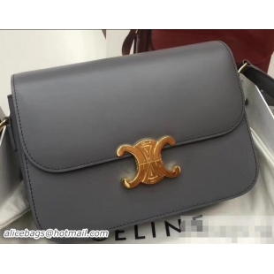 Stylish Celine Shiny Calfskin Medium Triomphe Bag 187363 Gray 2019