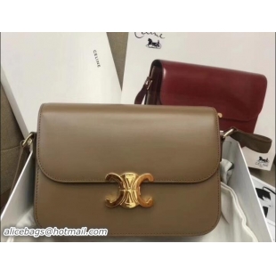 Crafted Celine Shiny Calfskin Medium Triomphe Bag 187363 Coffee 2019