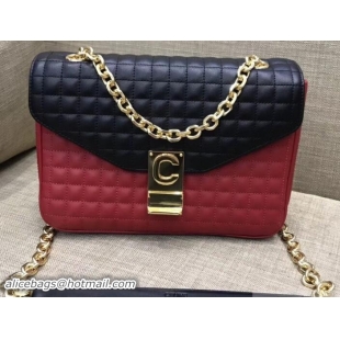 Best Grade Celine Quilted Calfskin Medium C Bag 187253 Black/Red 2018