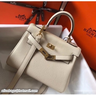 Shop Duplicate Hermes mini kelly 20 bag beiges in clemence leather with golden hardware 103014