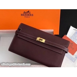 Classic Specials Hermes Kelly Wallet in Swift Leather 100204 Burgundy