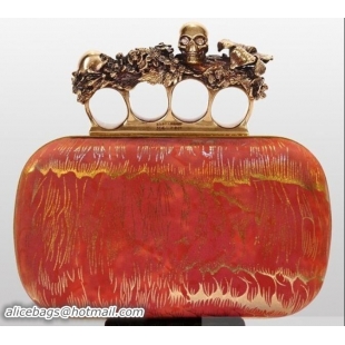 Sophisticated Alexander McQueen Knuckle-Box Clutch Light Red PWAM000028