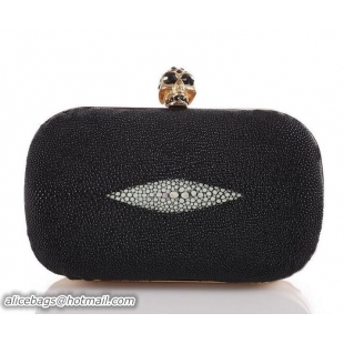 Best Grade Alexander Mcqueen Clutch Bag 9636 Black Devil fishskin