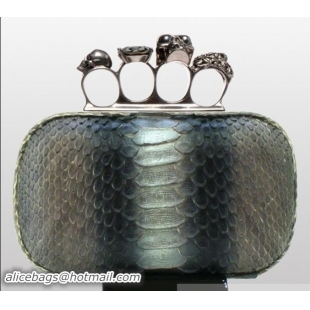 Charming Alexander McQueen Knuckle Box Clutch 9607 Genuine Python