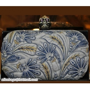 Top Grade Alexander McQueen Queen Clutch Skull Jacquard Fabric Grey 96017