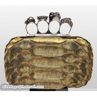 Best Price Alexander Mcqueen Skull Box Clutch 9607 Genuine Python PWAM00001