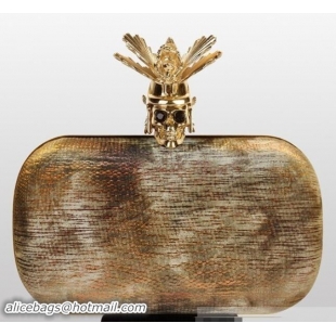 For Sale Alexander Mcqueen Clutch Bag 9607 Gold snakeskin