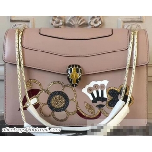 Discount Bvlgari Serpenti Forever Inflated Fiore Flap Cover Bag 285441 Light Pink