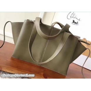 Good Looking Celine Small Tri-Fold Shoulder Bag Khaki 81318