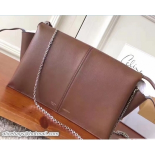 Generous Celine Tri-Fold Clutch on Chain Shoulder Bag Brown 81322