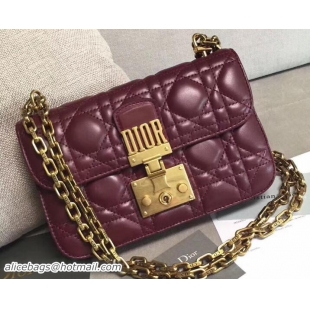 Fashion Dior Mini Dioraddict Flap Bag in Cannage Lambskin 110701 Burgundy 2017