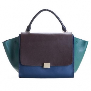 Newest 2012 Celine Trapeze Bags Original Leather 3342 Royalblue Brown Green