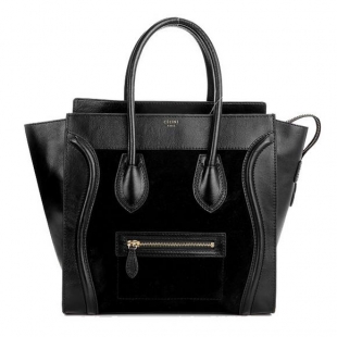 Celine Luggage Medium 1163984LBN in Suede Black