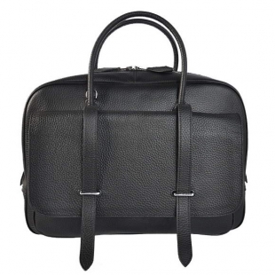 Hermes Steve 38CM Travel Bag Clemence Leather Black