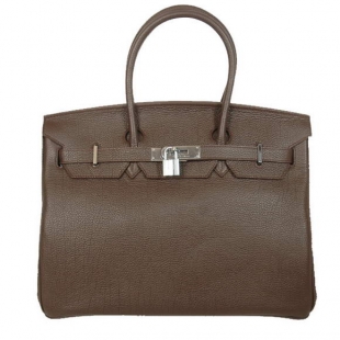 Hermes Birkin 35CM Tote Bags Smooth Togo Leather Dark Coffee Silver