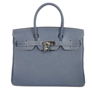 Hermes Birkin 30CM Tote Bags Smooth Togo Leather Dark Blue