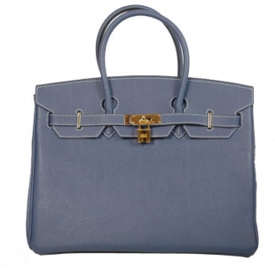 Hermes Birkin 35CM Tote Bags Smooth Togo Leather Dark Blue Golden