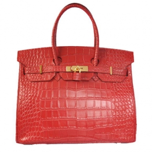 Hermes Birkin 35CM Tote Bags Crocodile Togo Leather Red Golden