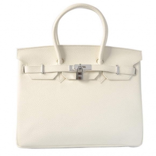 Hermes Birkin 35CM Tote Bags Togo Leather White Silver