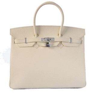 Hermes Birkin 35CM Tote Bags Togo Leather Beige Silver