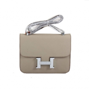 Hermes Togo Leather Constance Bag 1622S Light Khaki Silver