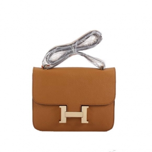 Hermes Togo Leather Constance Bag 1622S Light Coffee Golden