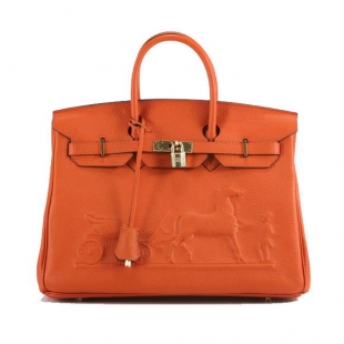 Hermes Birkin 35cm Horse-Drawn 6089 Orange Golden