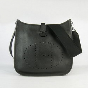 Hermes Cowhide Evelyne Messenger Bag 6309 Black